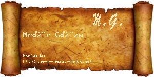 Mrár Géza névjegykártya